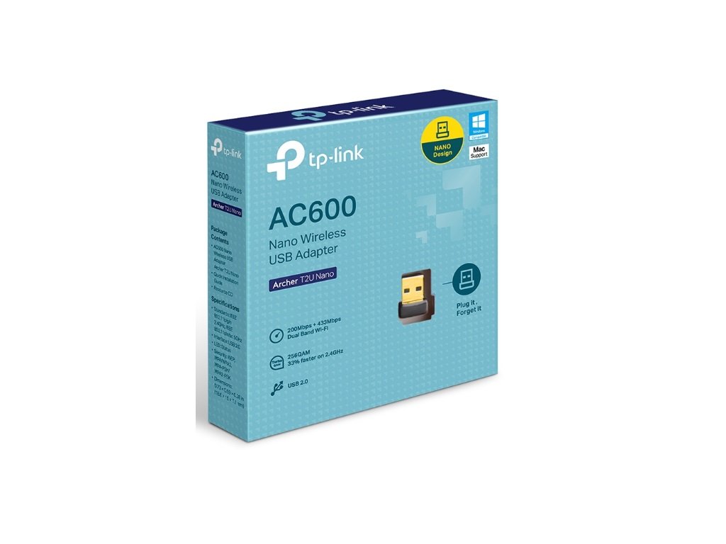 Bežicni adapter TP-LINK ARCHER T2U NANO Wi-Fi/AC600/433Mbps/200Mbps/interna antena - Slika 1